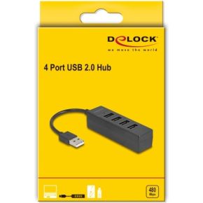 Delock 64334 interface hub usb 2 0 2 orig - DeLock 64334 USB-A USB-hub (zwart)