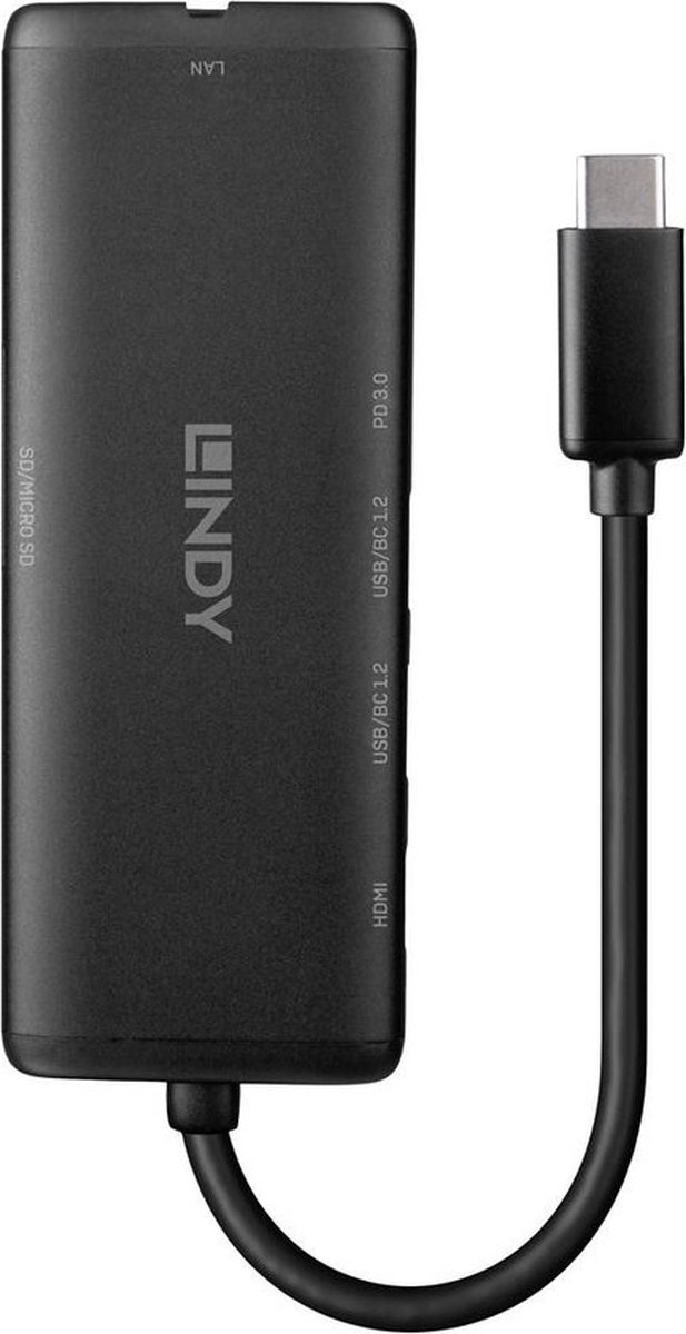 Dockstation lindy 43358 black 4 orig - Lindy 43358 USB-C Dockingstation (zwart)