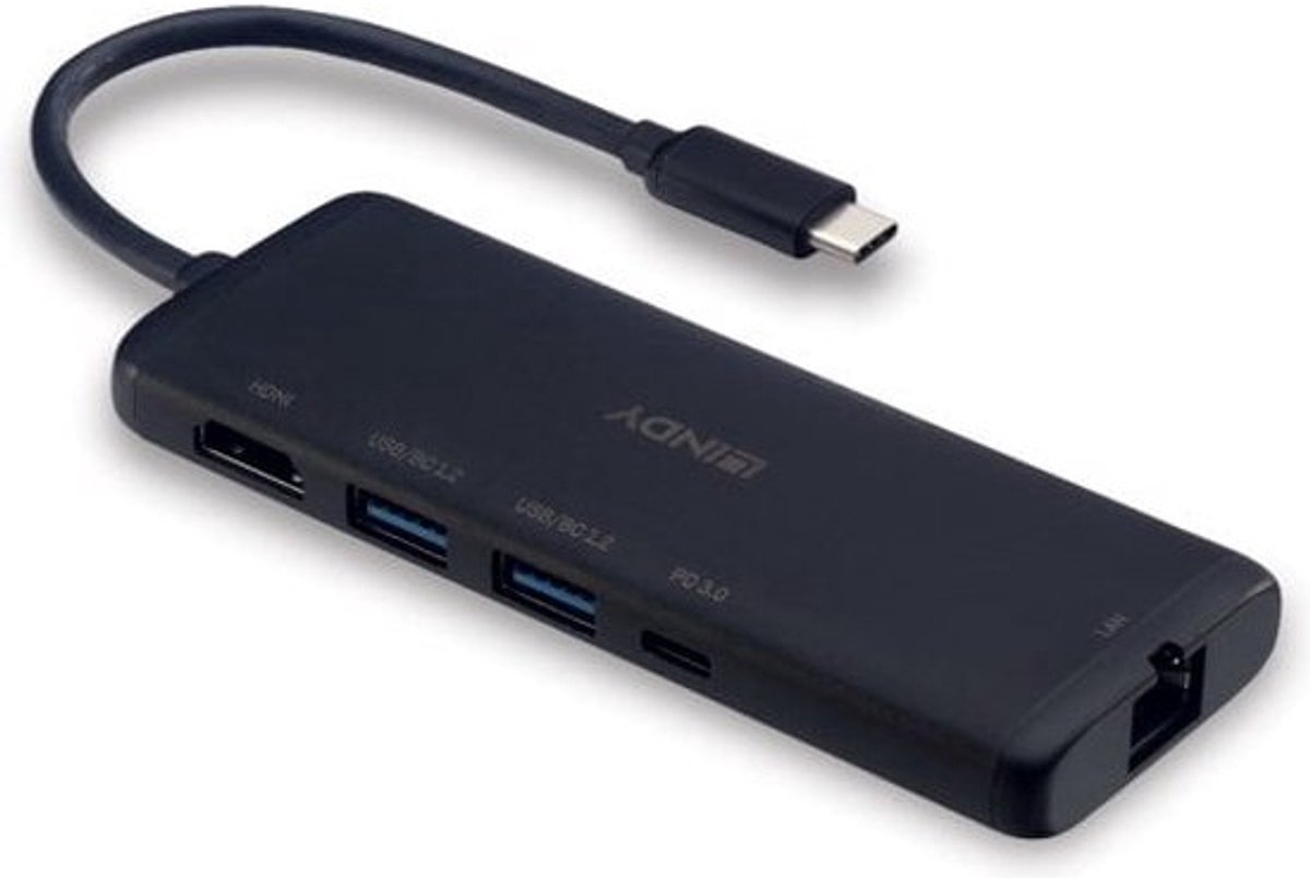 Dockstation lindy 43358 black 5 orig - Lindy 43358 USB-C Dockingstation (zwart)