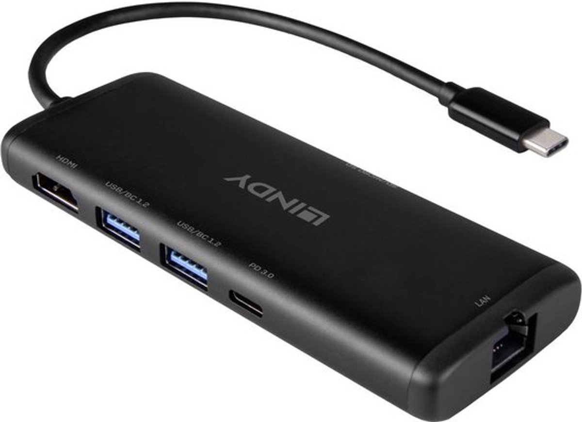 Dockstation lindy 43358 black 6 orig - Lindy 43358 USB-C Dockingstation (zwart)