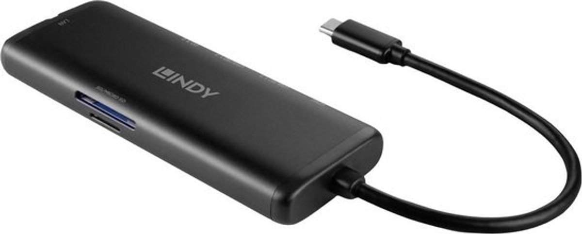Dockstation lindy 43358 black 9 orig - Lindy 43358 USB-C Dockingstation (zwart)