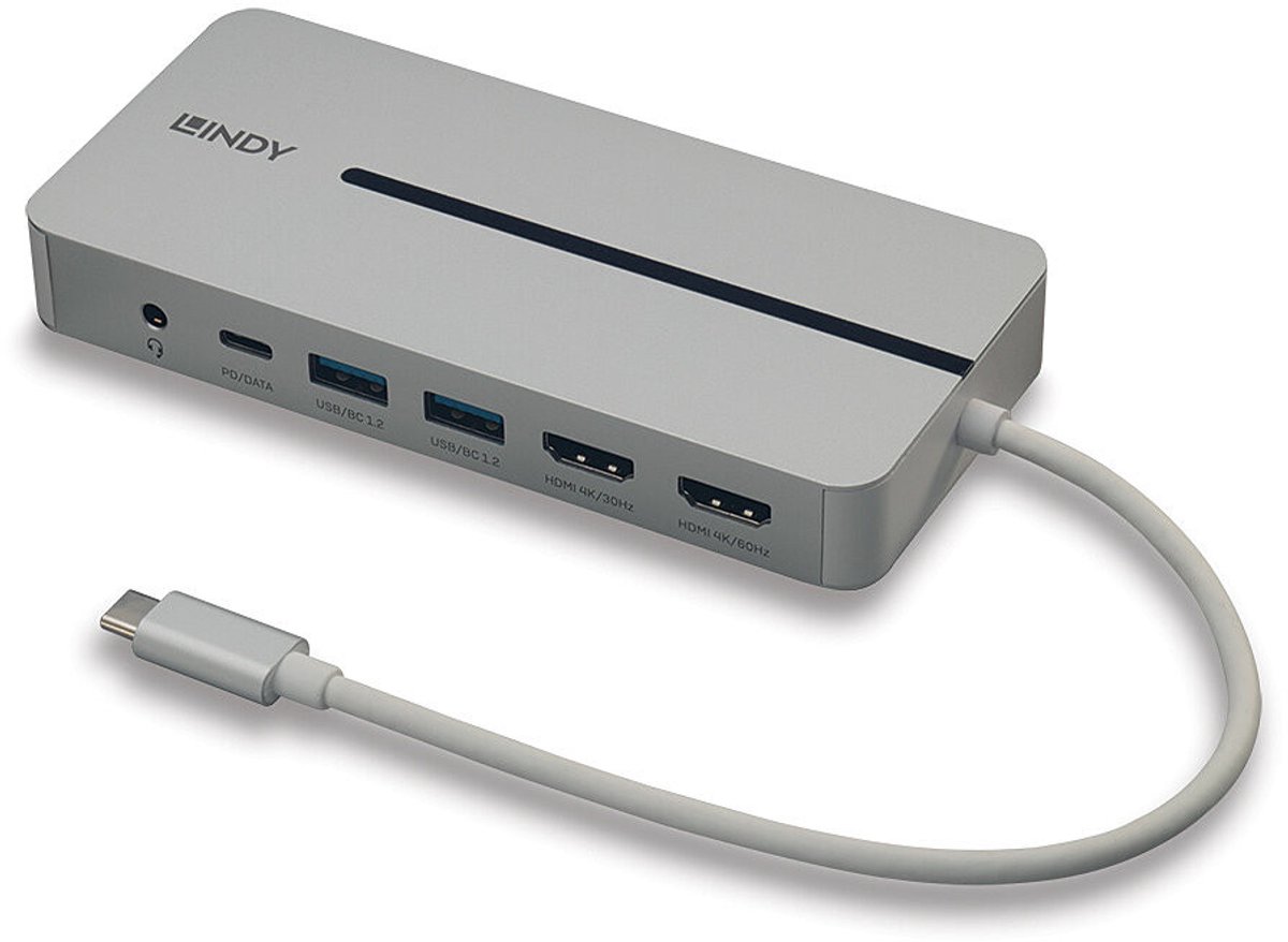 Dockstation lindy 43360 grey 3 orig - Lindy 43360 USB-C Dockingstation