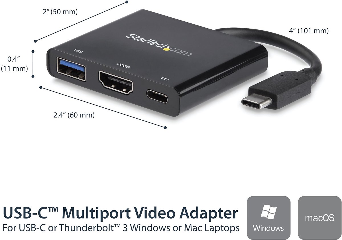 Dockstation startech cdp2hduacp black 4 orig - StarTech.com Cdp2Hduacp USB-C Dockingstation (zwart)