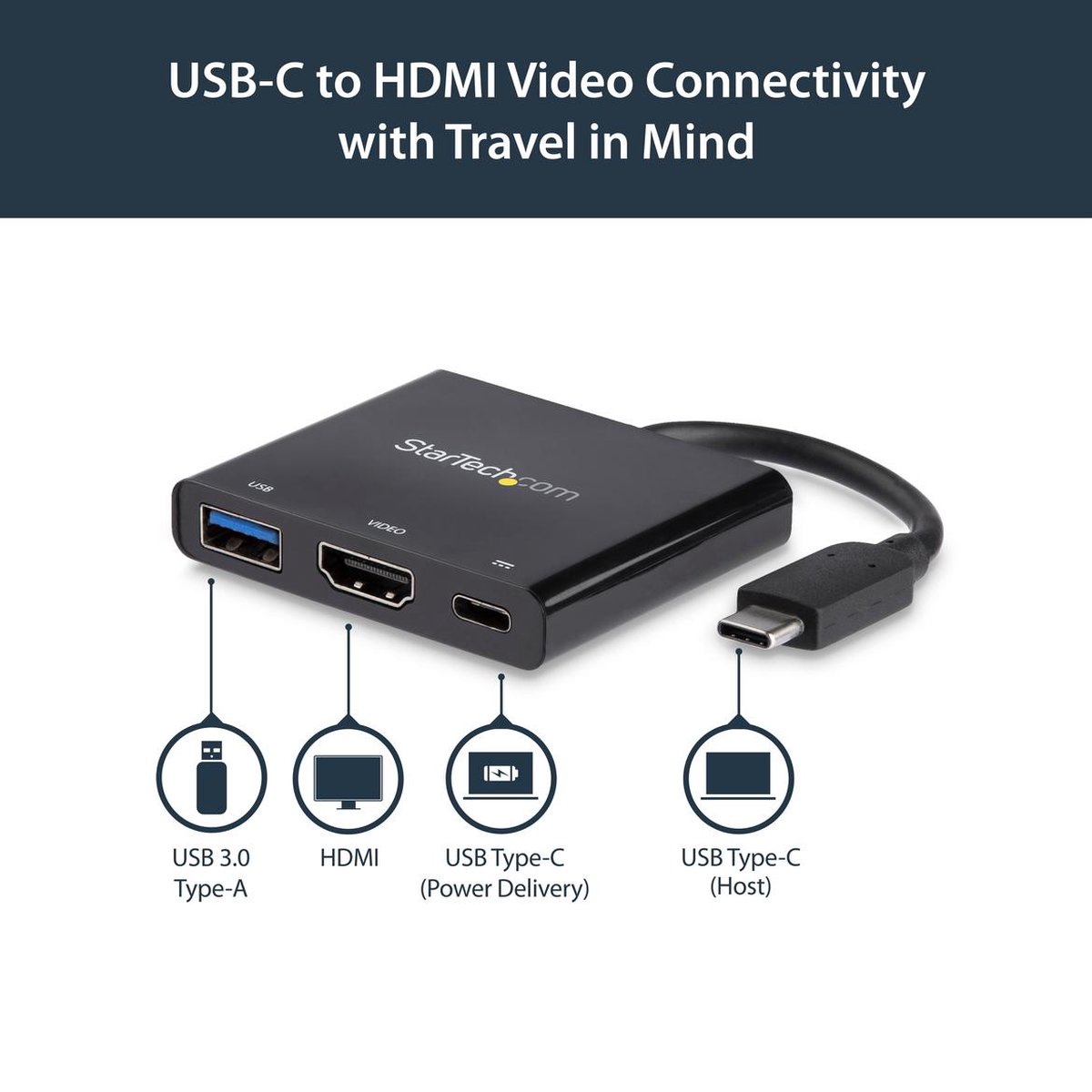 Dockstation startech cdp2hduacp black 6 orig - StarTech.com Cdp2Hduacp USB-C Dockingstation (zwart)