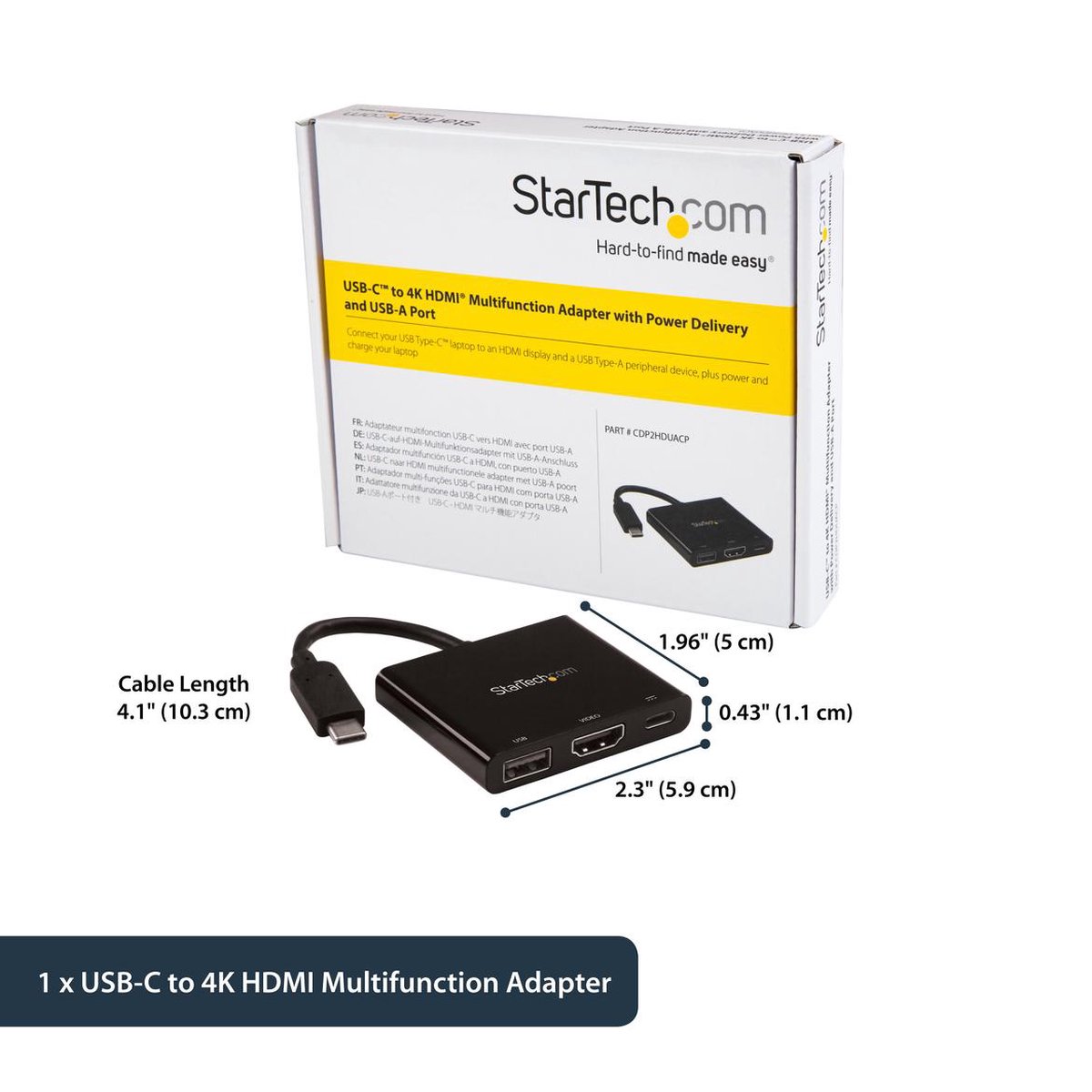 Dockstation startech cdp2hduacp black 9 orig - StarTech.com Cdp2Hduacp USB-C Dockingstation (zwart)