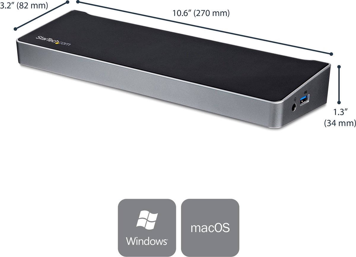 Dockstation startech dk30ch2dppdu black 5 orig - StarTech.com Dk30Ch2Dppdu USB-C Dockingstation (zwart)