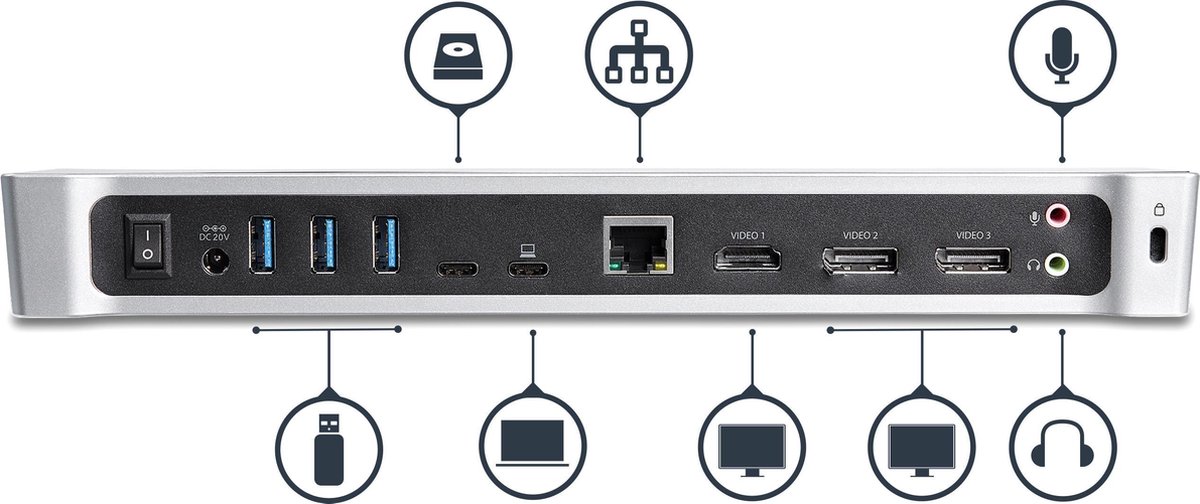 Dockstation startech dk30ch2dppdu black 6 orig - StarTech.com Dk30Ch2Dppdu USB-C Dockingstation (zwart)