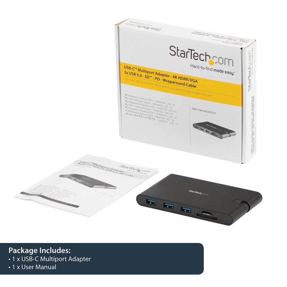 Dockstation startech dkt30chvscpd black 88 10 orig - StarTech.com Dkt30Chvscpd Black 88 G USB-C Dockingstation