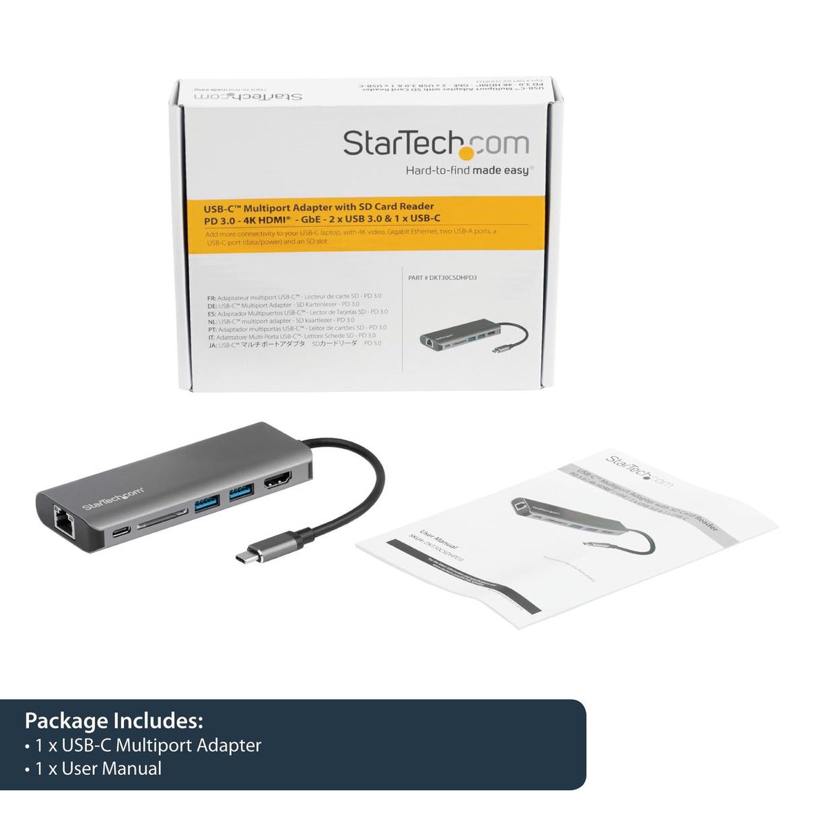 Dockstation startech dkt30csdhpd3 4k ultra 3 orig - StarTech.com Dkt30Csdhpd3 4K Ultra HD USB-C Dockingstation (grijs)