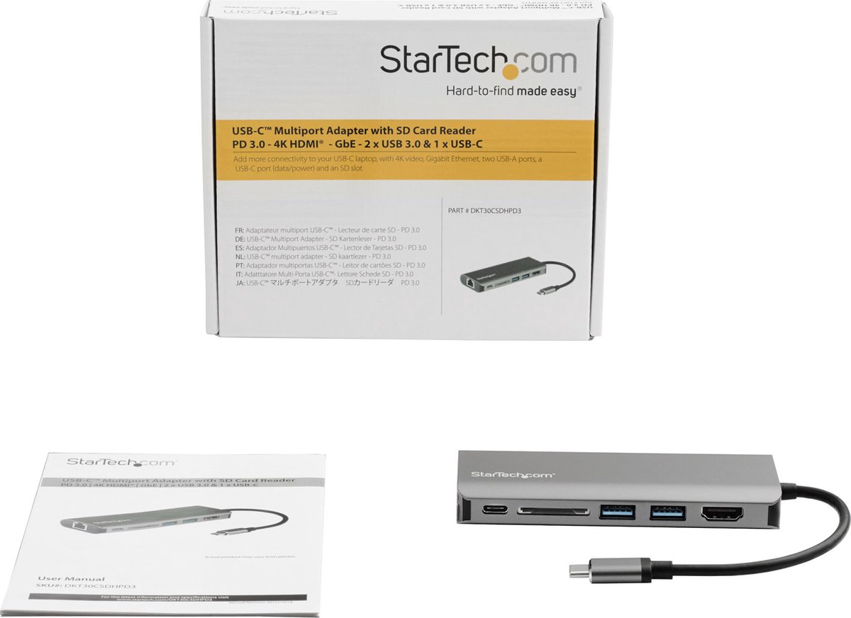 Dockstation startech dkt30csdhpd3 4k ultra 6 orig - StarTech.com Dkt30Csdhpd3 4K Ultra HD USB-C Dockingstation (grijs)