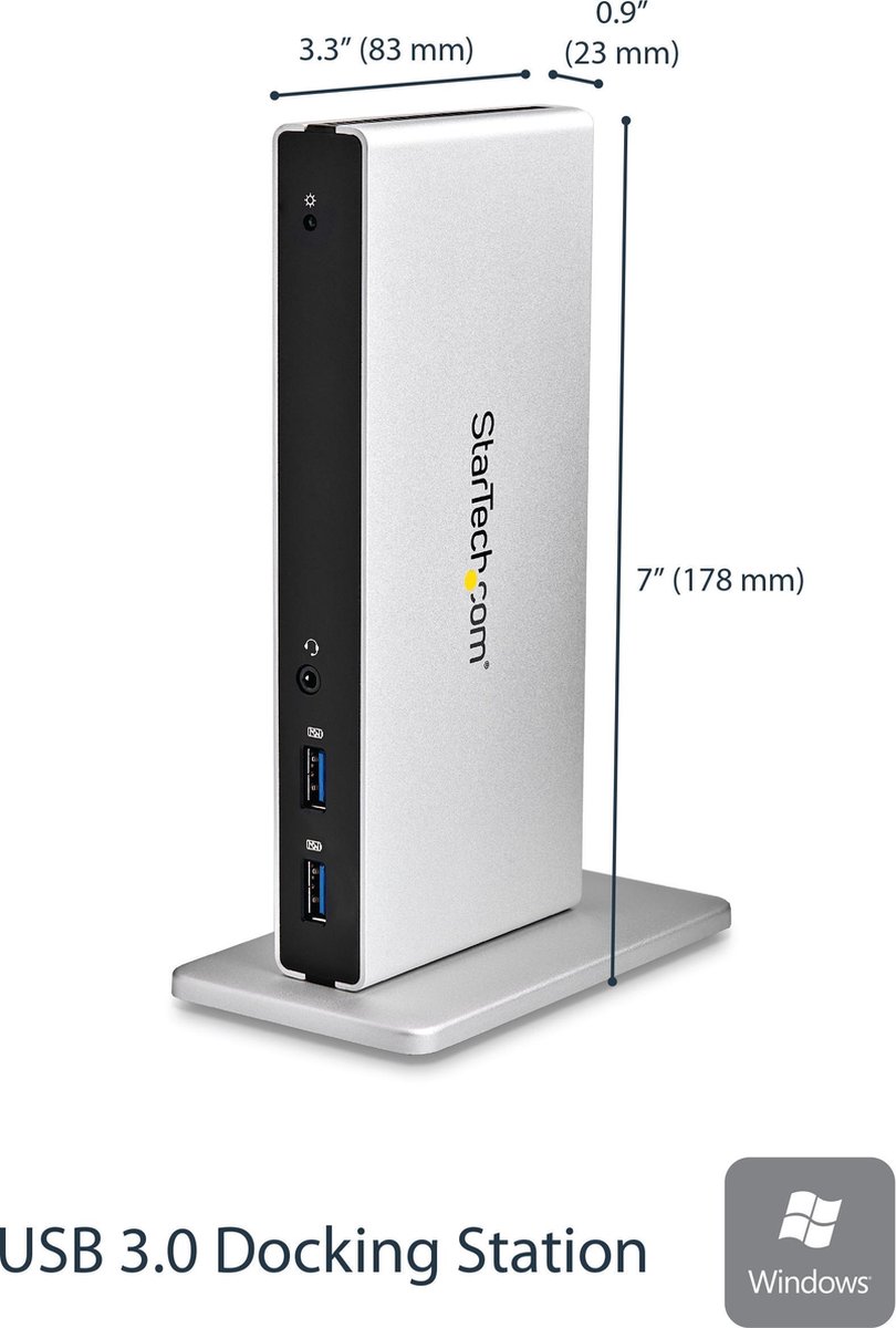 Dockstation startech usb3sdockdd silver 6 orig - StarTech.com Usb3Sdockdd USB-A Dockingstation (zwart)