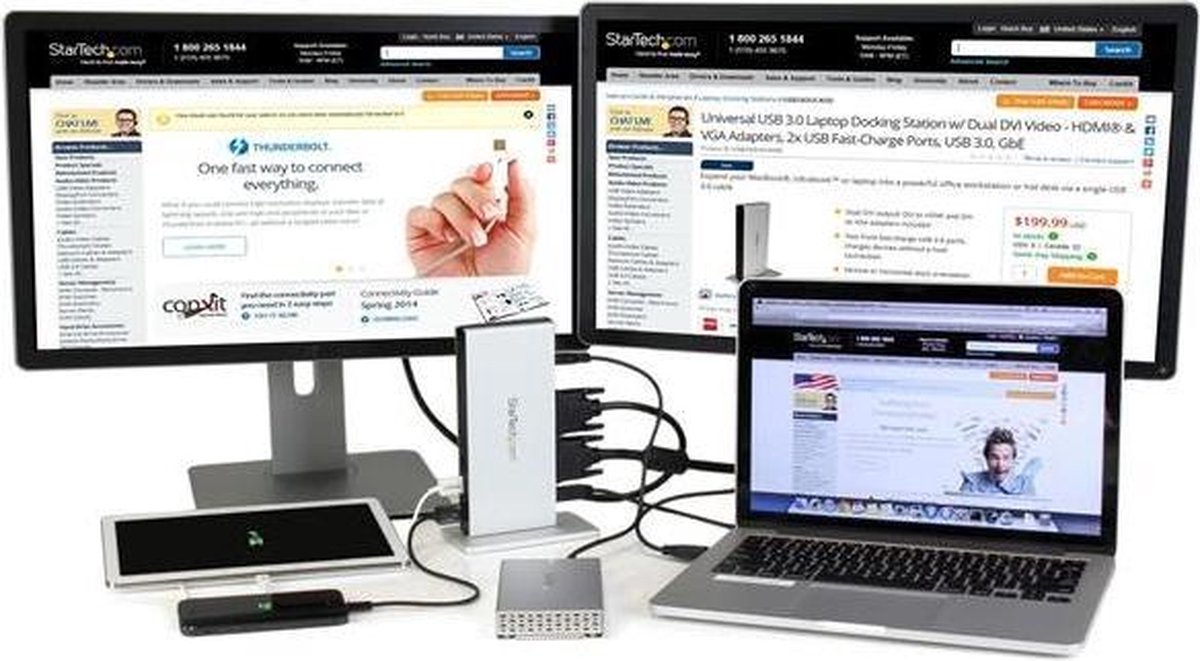 Dockstation startech usb3sdockdd silver 8 orig - StarTech.com Usb3Sdockdd USB-A Dockingstation (zwart)