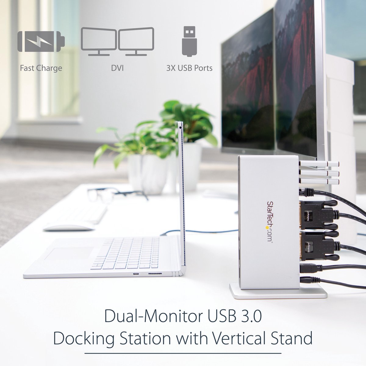 Dockstation startech usb3sdockdd silver 9 orig - StarTech.com Usb3Sdockdd USB-A Dockingstation (zwart)