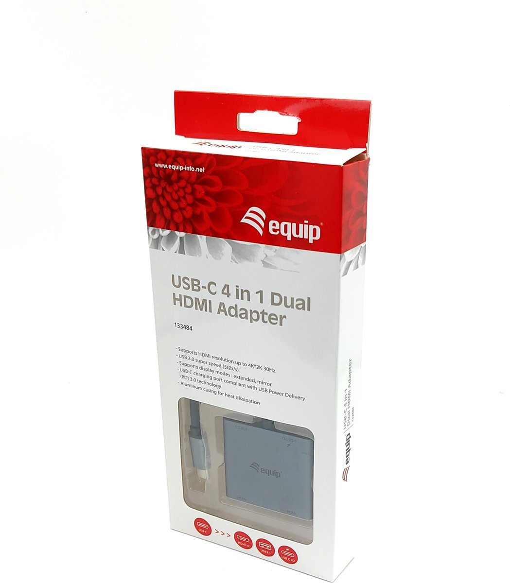 Equip 133484 interface hub usb 3 2 2 orig - Equip 133484 Interface Hub USB 3.2 Gen 1 USB-C Dockingstation (zilver)