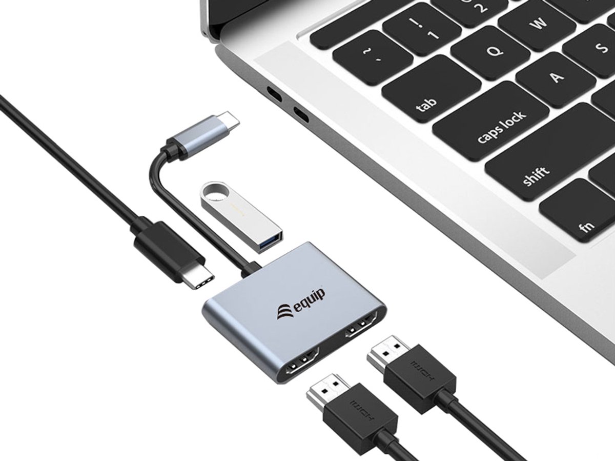 Equip 133484 interface hub usb 3 2 7 orig - Equip 133484 Interface Hub USB 3.2 Gen 1 USB-C Dockingstation (zilver)