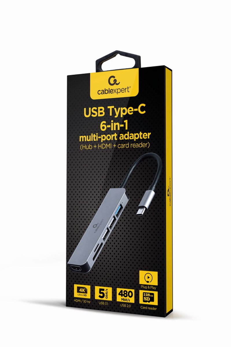 Gembird usb c hub 6 in 1 5 orig - Gembird USB-C Dockingstation