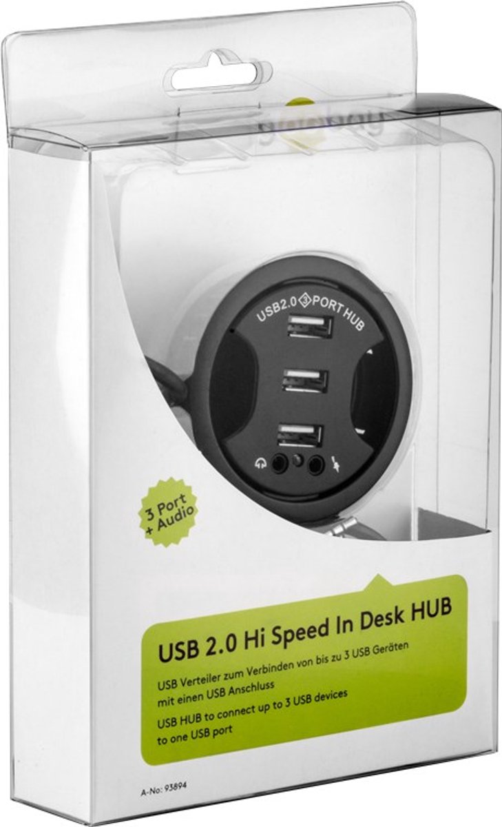 Goobay inbouw usb hub met 3 poorten 6883748 2 orig - Goobay USB-Inbouwhub Met 3 Poorten En 2X 3,5 mm USB-A USB-hub (zwart)