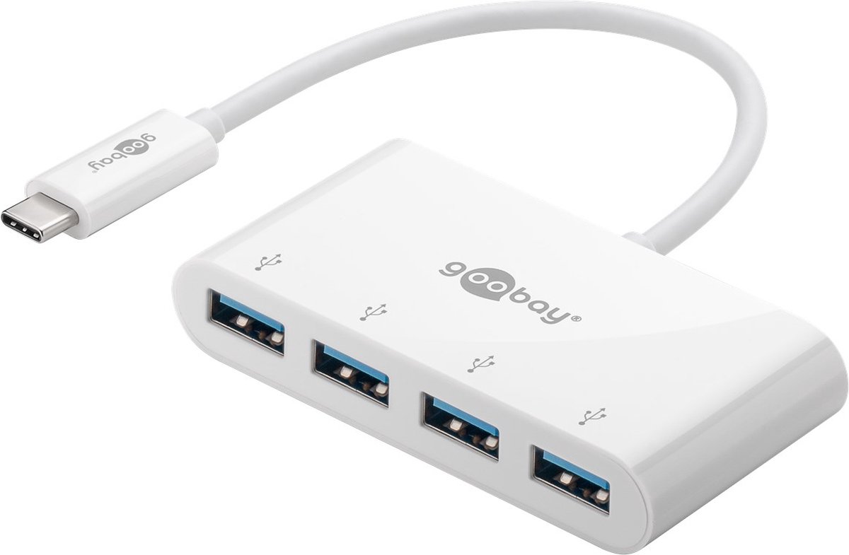 Goobay usb c hub met 4 poorten 3 orig - Goobay 4-Poorts Multiport-Adapter, Voegt Aan Een USB-C USB-hub (wit)