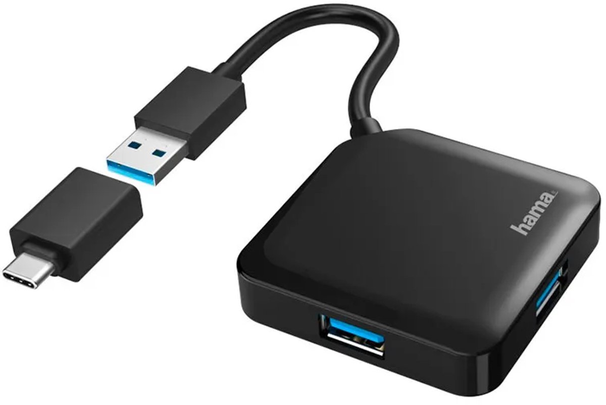 Hama 00200116 usb hub 4 poorten usb 10 orig - Hama 00200116 USB-C USB-hub (zwart)