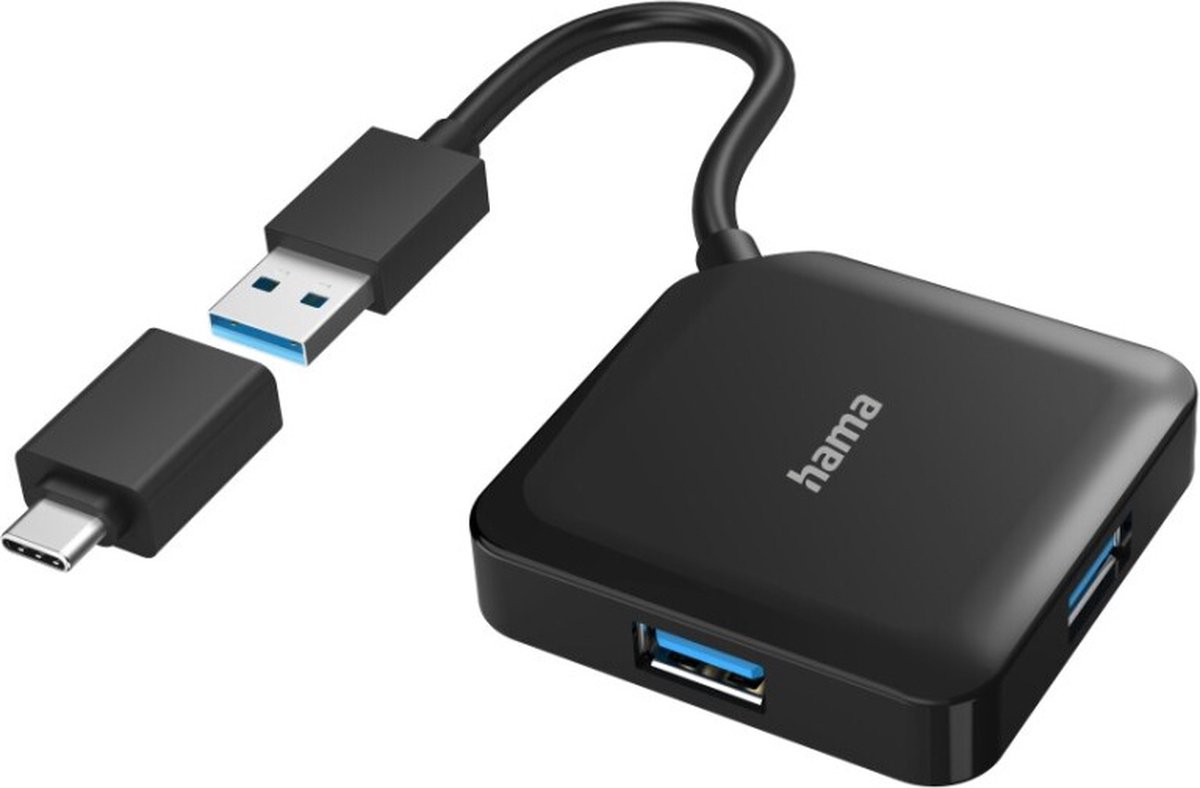 Hama 00200116 usb hub 4 poorten usb 2 orig - Hama 00200116 USB-C USB-hub (zwart)