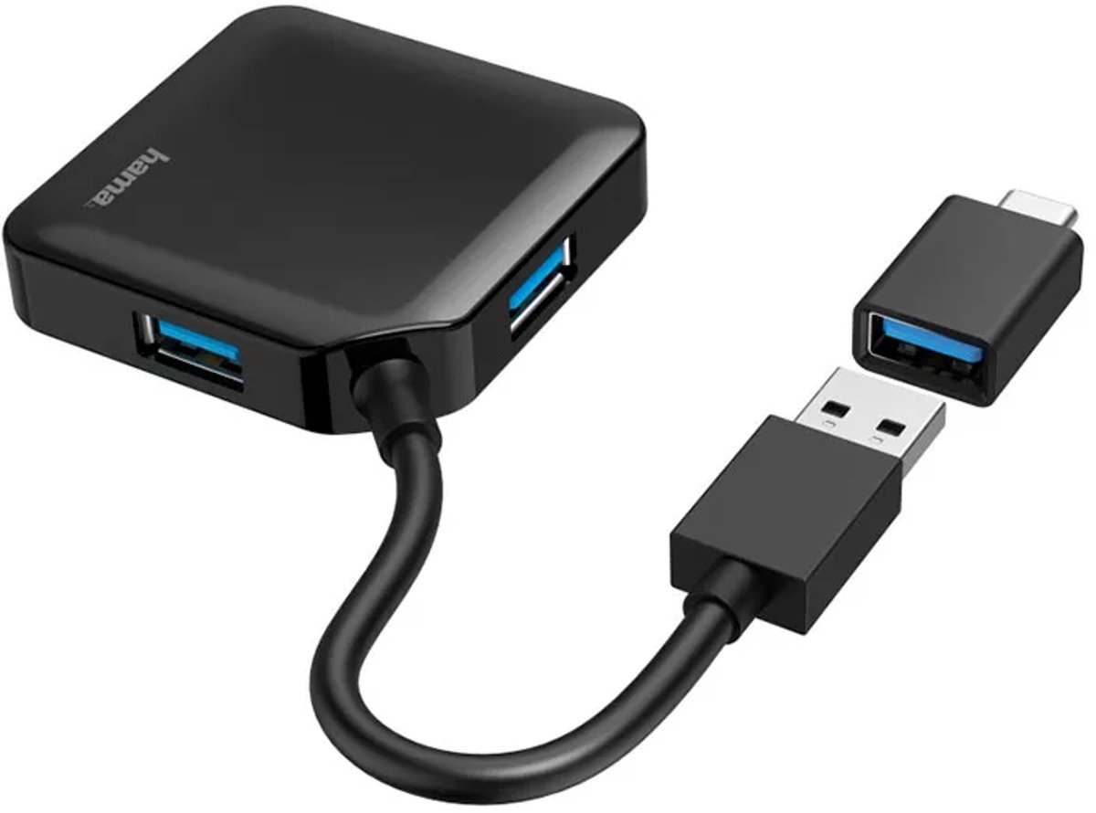 Hama 00200116 usb hub 4 poorten usb 4 orig - Hama 00200116 USB-C USB-hub (zwart)