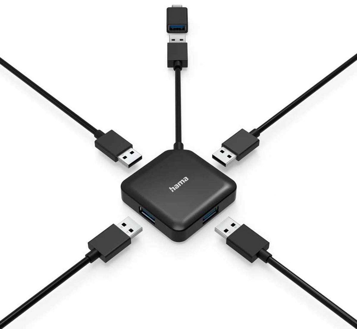 Hama 00200116 usb hub 4 poorten usb 5 orig - Hama 00200116 USB-C USB-hub (zwart)