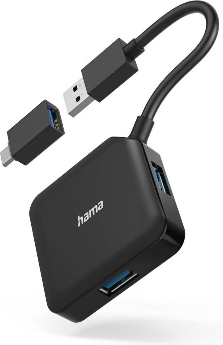 Hama 00200116 usb hub 4 poorten usb 6 orig - Hama 00200116 USB-C USB-hub (zwart)