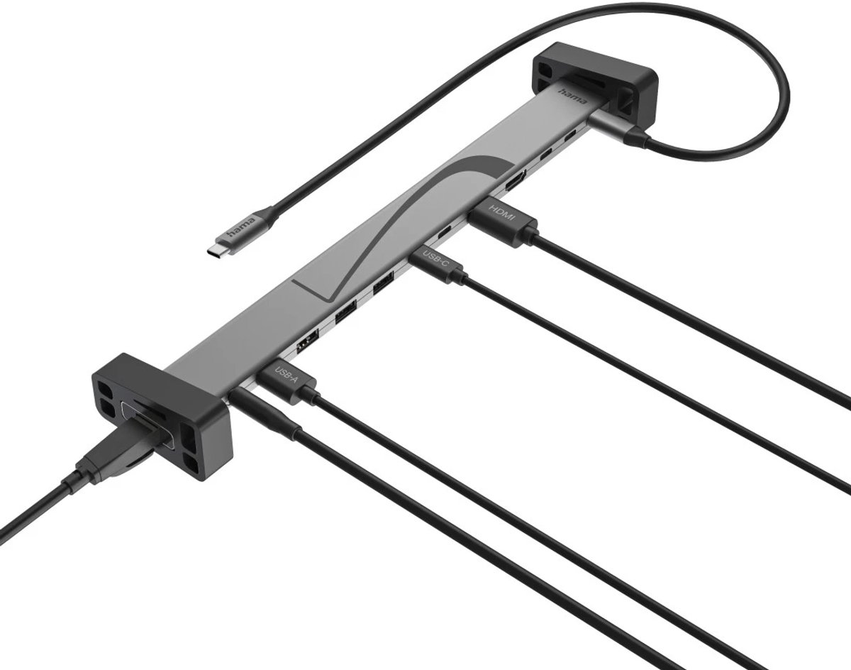 Hama 00200149 laptop dock poortrepl 6 orig - Hama Connect2Office Work USB-C Dockingstation (grijs)