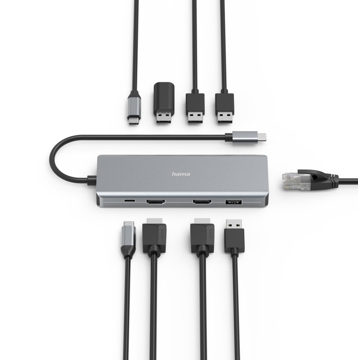 Hama connect2media usb 3 2 gen 1 2 orig - Hama Connect2Media USB 3.2 Gen 1-Hub 9 Poorten USB-C USB-hub (grijs)