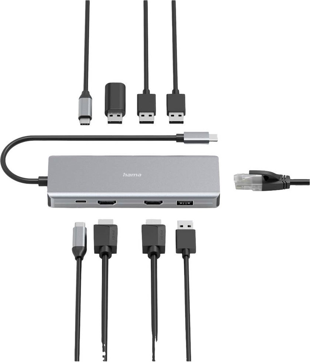 Hama connect2media usb 3 2 gen 1 5 orig - Hama Connect2Media USB 3.2 Gen 1-Hub 9 Poorten USB-C USB-hub (grijs)