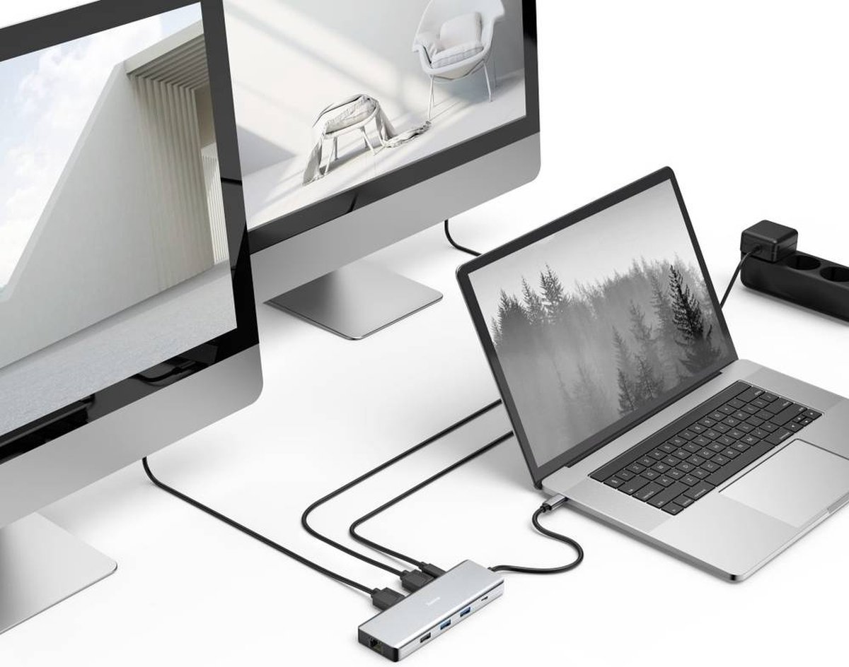 Hama connect2media usb 3 2 gen 1 6 orig - Hama Connect2Media USB 3.2 Gen 1-Hub 9 Poorten USB-C USB-hub (grijs)