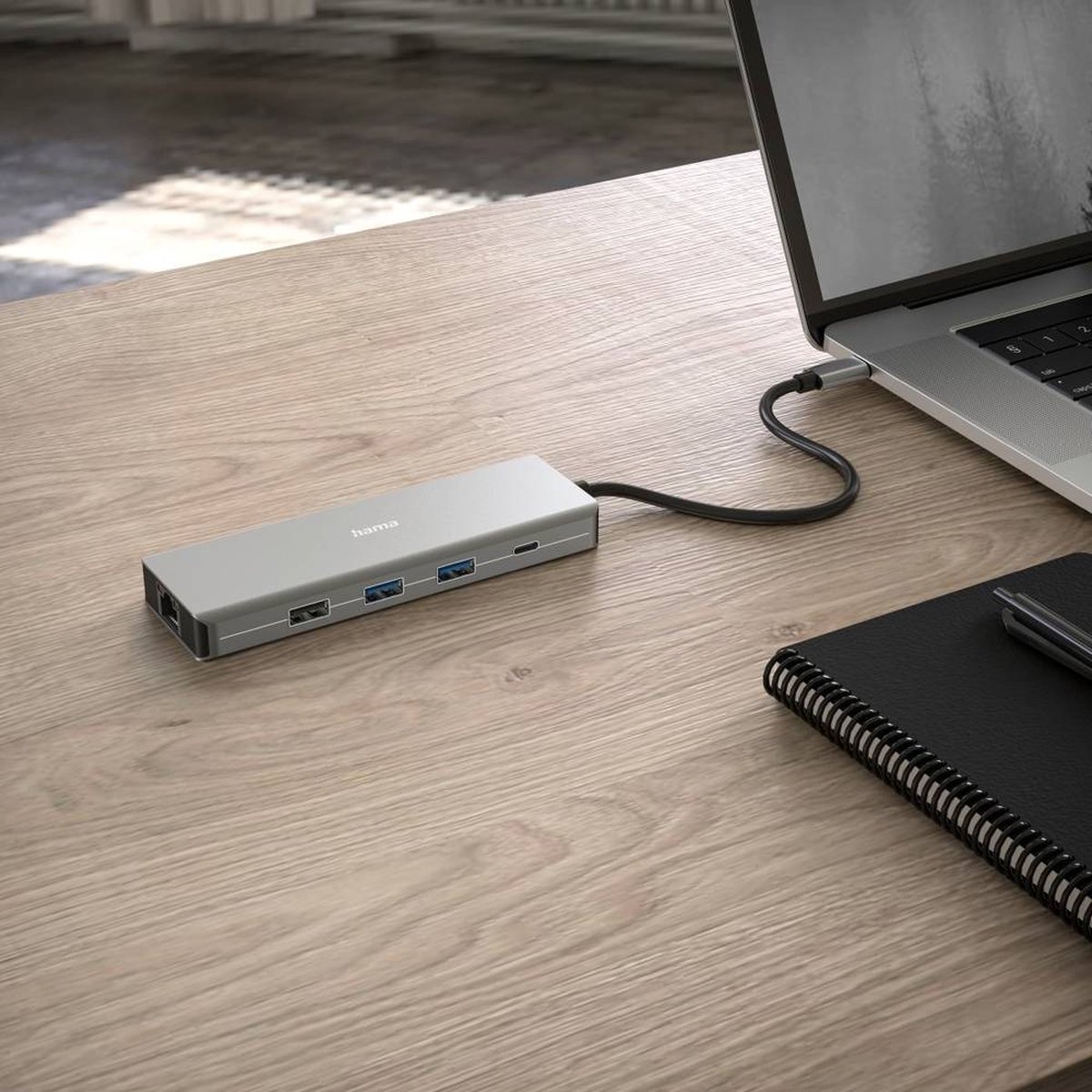 Hama connect2media usb 3 2 gen 1 7 orig - Hama Connect2Media USB 3.2 Gen 1-Hub 9 Poorten USB-C USB-hub (grijs)
