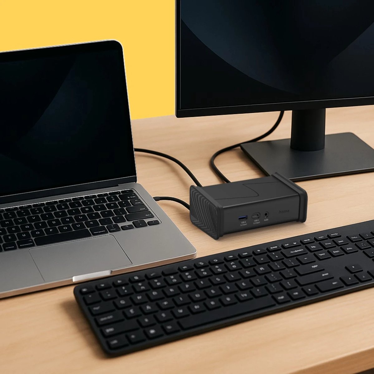 Hama connect2office black usb hub u 4 orig - Hama Connect2Office USB-C Dockingstation (grijs)