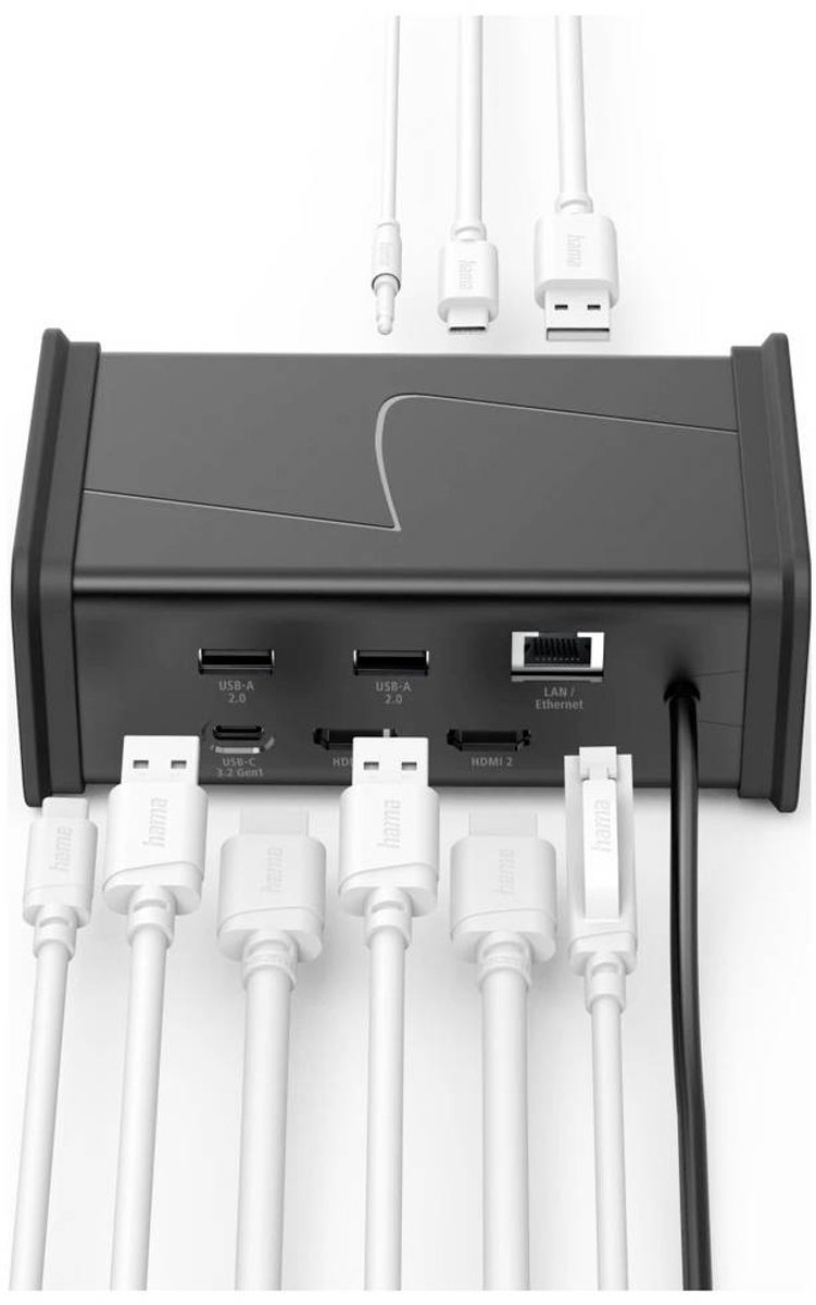 Hama connect2office black usb hub u 7 orig - Hama Connect2Office USB-C Dockingstation (grijs)