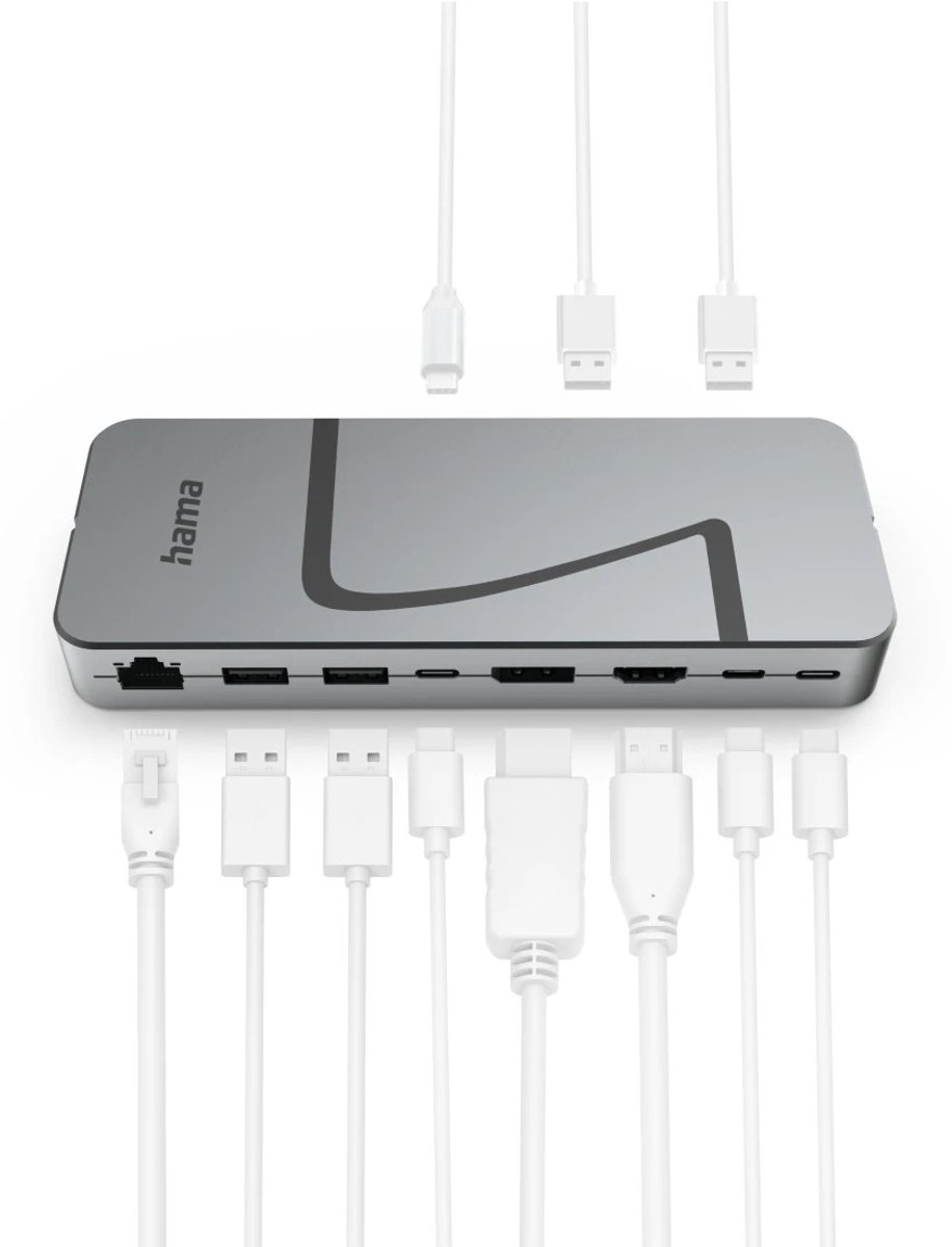 Hama connect2office speed usb c doc 2 orig - Hama Connect2Office Speed USB-C Dockingstation (grijs)