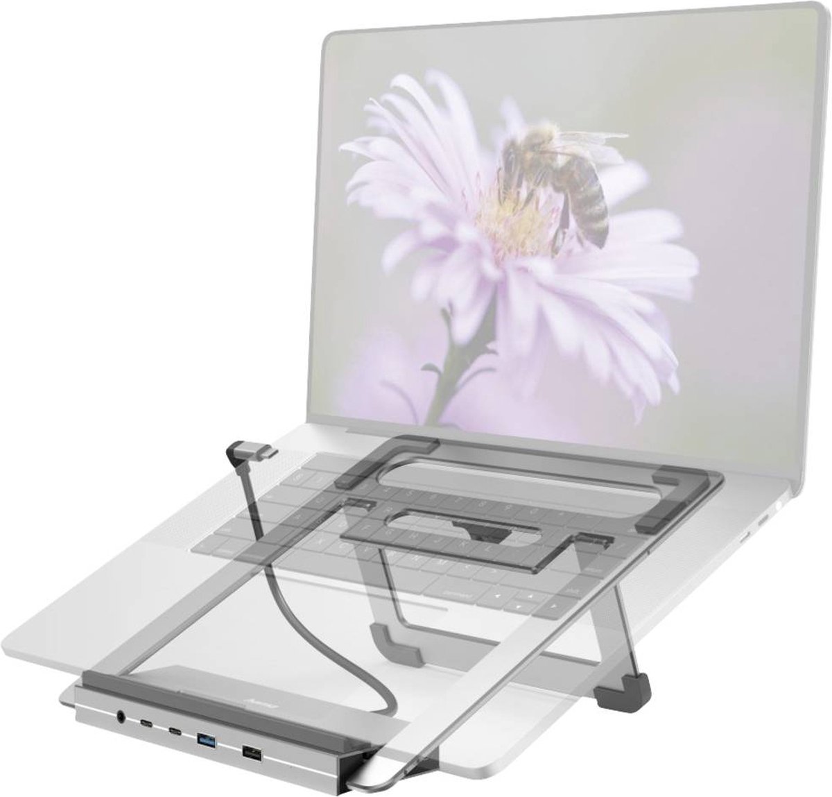Hama connect2office stand laptopdoc 7 orig - Hama Connect2Office Stand USB-C Dockingstation (grijs)