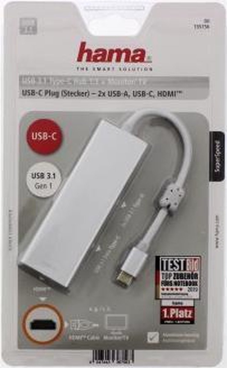 Hama usb 3 1 type c hub 7 orig - Hama USB-3.1-Type-C-Hub 1:3 "Aluminium", 2X USB-C Dockingstation