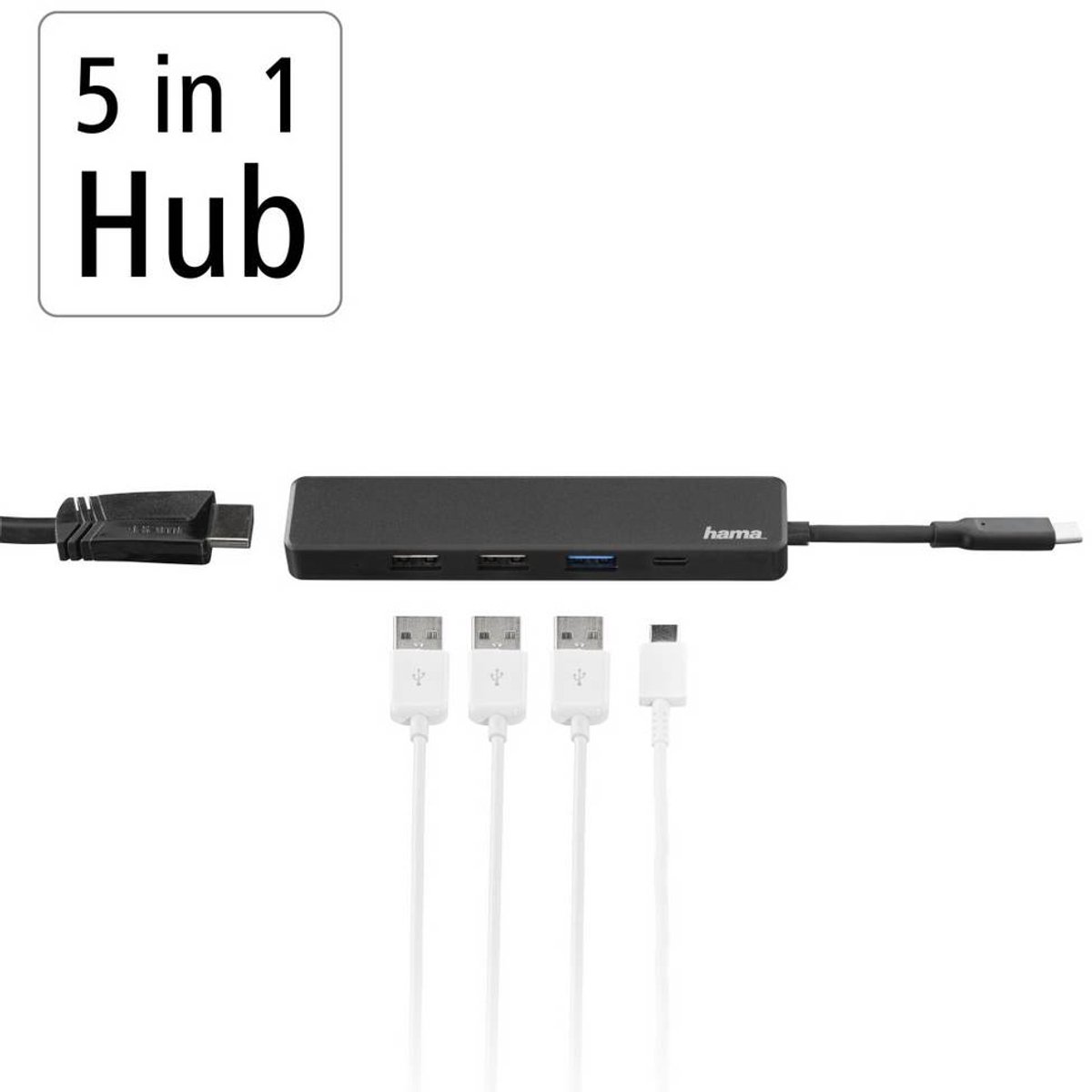 Hama usb c hub multiport 5 poorts 2 orig - Hama Hub Multiport 5-Poorts 3X USB-A USB-C Dockingstation (zwart)