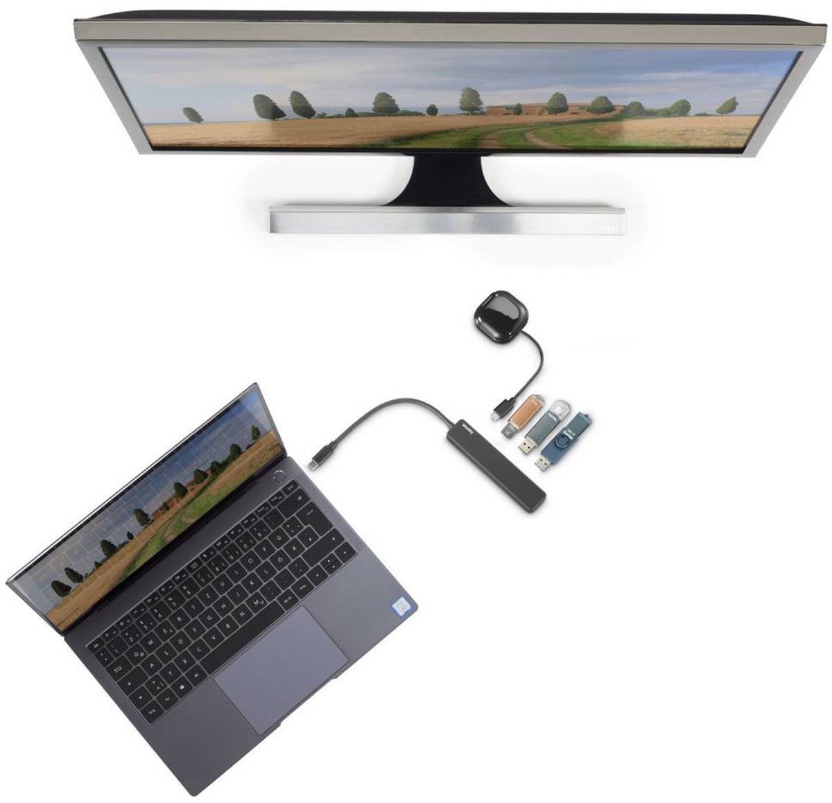 Hama usb c hub multiport 5 poorts 3 orig - Hama Hub Multiport 5-Poorts 3X USB-A USB-C Dockingstation (zwart)