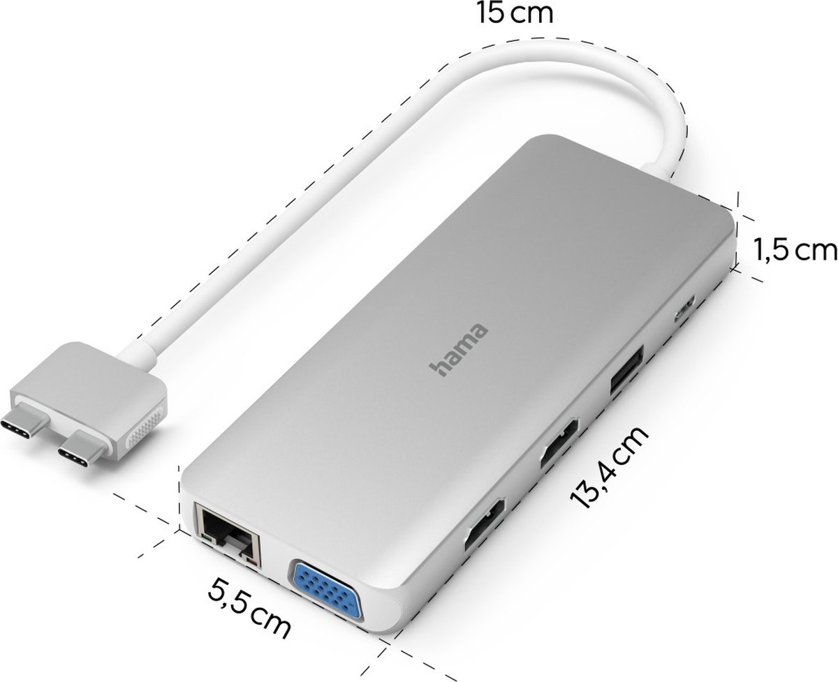 Hama usb c hub multiport voor apple 8 orig - Hama Hub Multiport Voor Apple Macbook Air USB-C Dockingstation (wit)