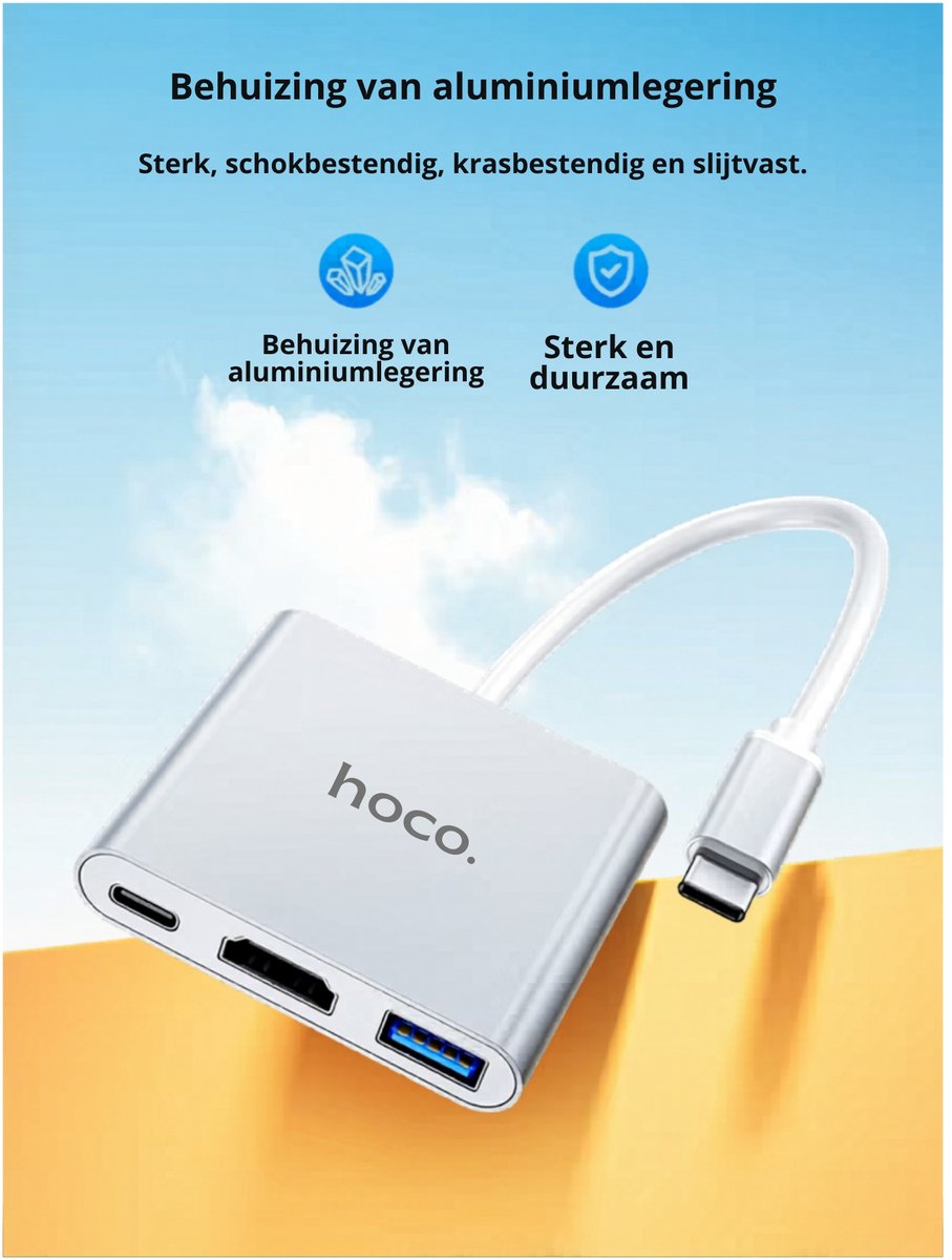 Hoco usb c hub usb 3 0 6 orig - Hoco Hub USB 3.0 HDMI Geschikt Voor Apple Mac USB-C Dockingstation