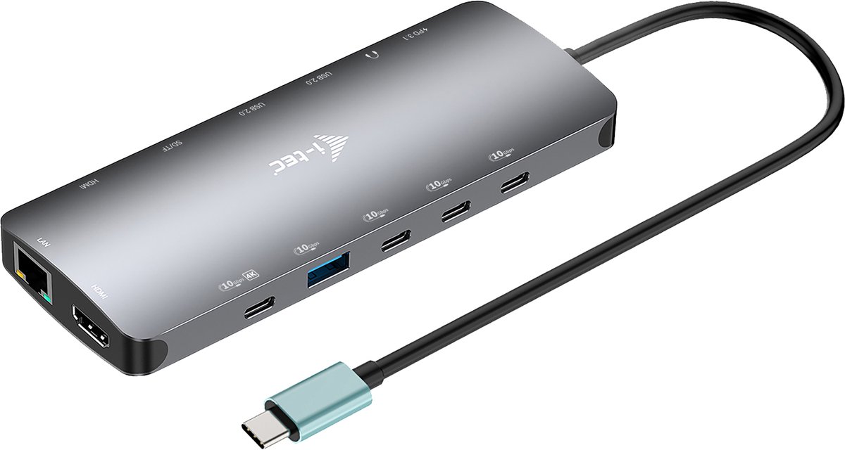 Hub usb i tec c31nanotripled140 gr 7 orig - i-tec C31Nanotripled140 USB-C Dockingstation (grijs)