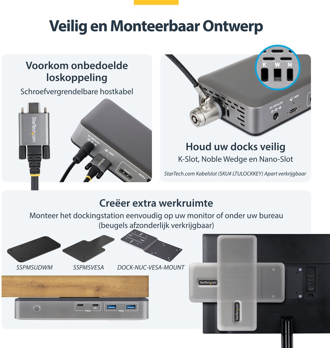 Hub usb startech 199ue usbc dock 3 orig - StarTech.com 199Ue-Usbc-Dock USB-C Dockingstation (zwart)