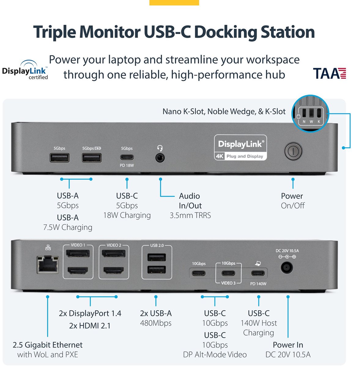 Hub usb startech dk30c2dpeprue gri 9 orig - StarTech.com Dk30C2Dpeprue USB-C Dockingstation (grijs)