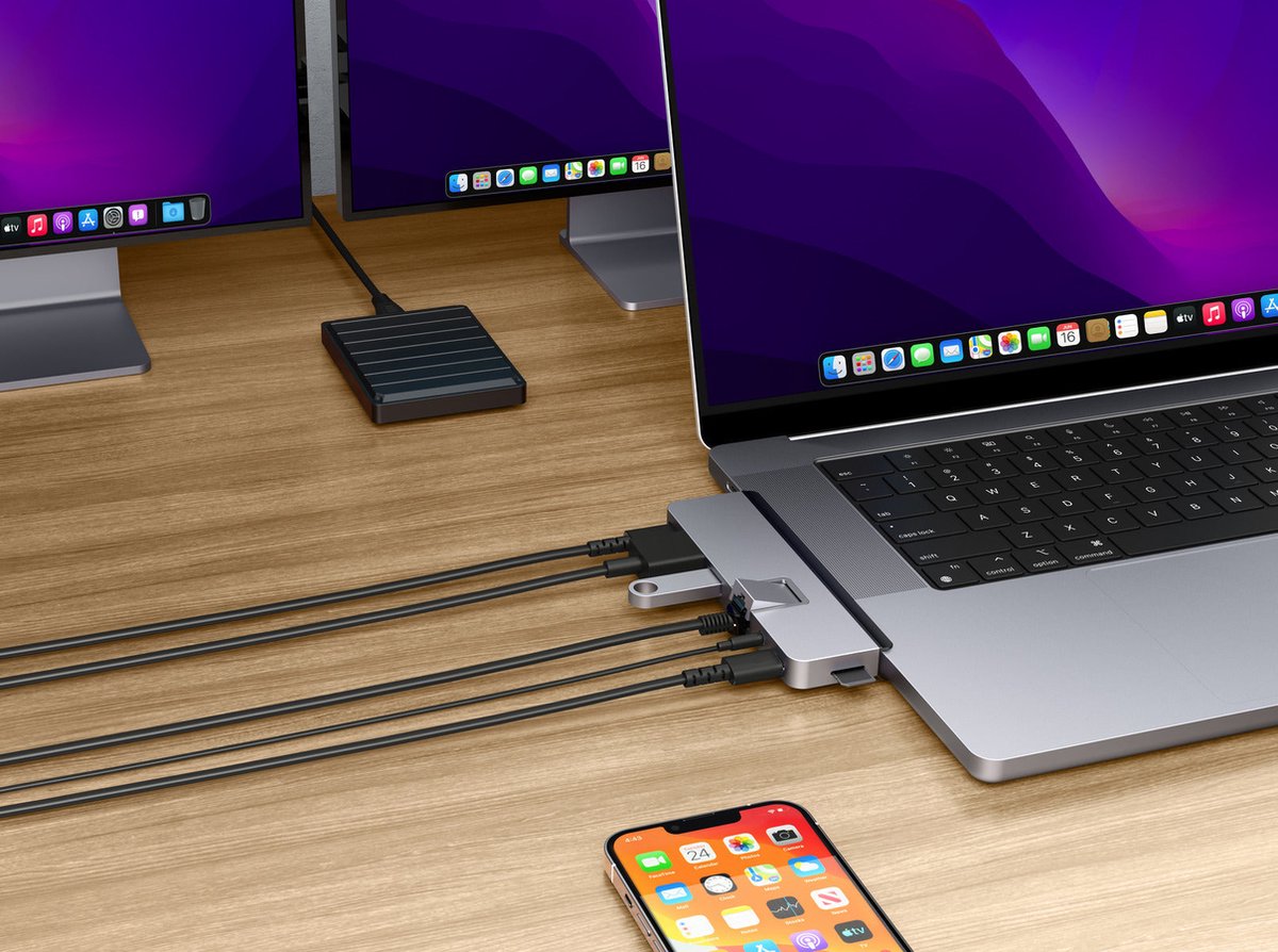 Hyper drive duo pro 7 in 2 8 orig - Hyper Drive DUO PRO 7-in-2 Hub USB-C Dockingstation (grijs)