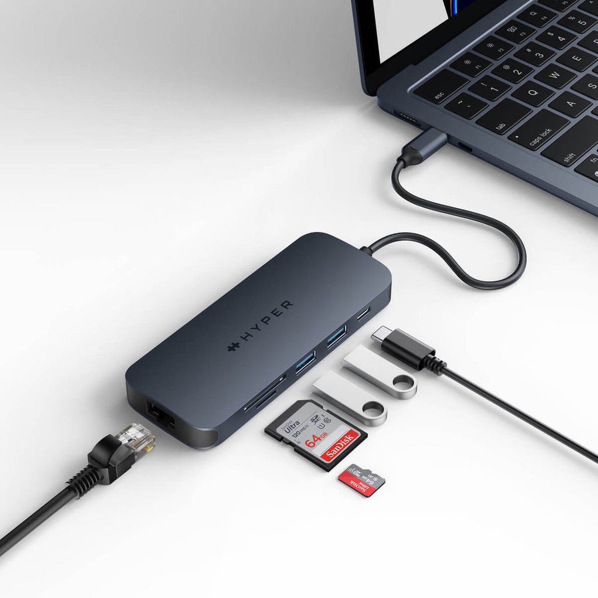 Hyper hd4004gl laptop dock poortrepl 3 orig - Hyper Hd4004Gl Laptop Dock USB-C Poortreplicator (blauw)
