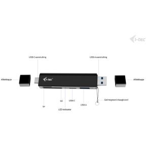 I tec usb c usb a dongle sd 6 orig - I-TEC CADONGLEUSBSD USB-C USB-hub (zwart)