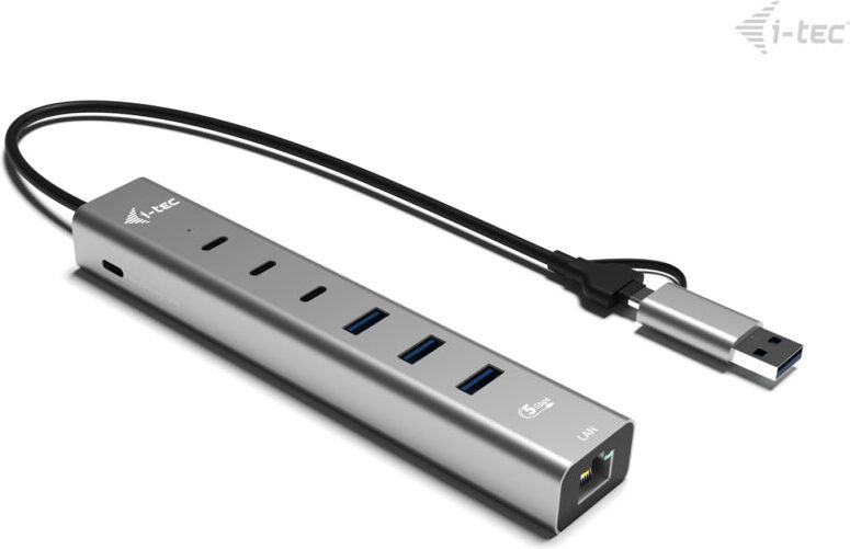I tec usb c usb a metal hub 10609633 3 orig - I-TEC CAHUBMETAL6LANPD USB-C USB-hub (zilver)