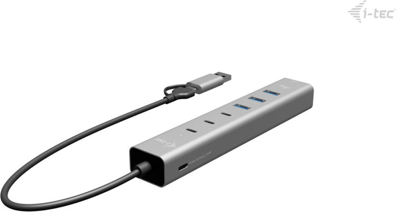 I tec usb c usb a metal hub 10609633 4 orig - I-TEC CAHUBMETAL6LANPD USB-C USB-hub (zilver)