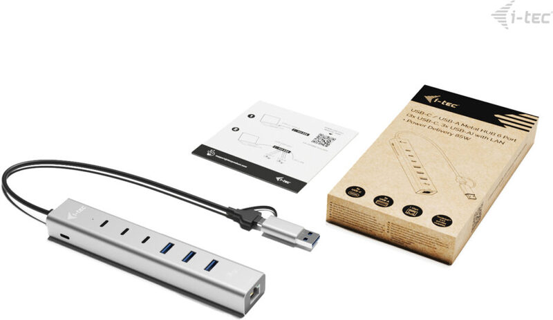 I tec usb c usb a metal hub 10609633 5 orig - I-TEC CAHUBMETAL6LANPD USB-C USB-hub (zilver)